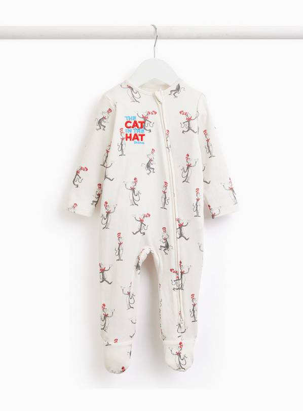 White Cat In The Hat Print Sleepsuit 6-9 months